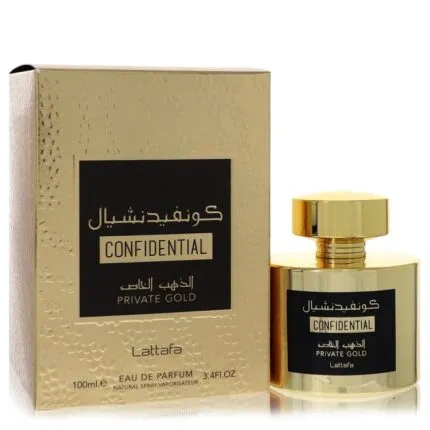 Confidential Private Gold Cologne By Lattafa 3.4 oz Eau De Parfum Spray (Unisex)